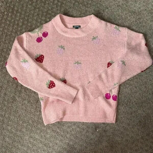 Brand is Wild Fable. Size XS. Color is light pink w/ strawberries/cherries.